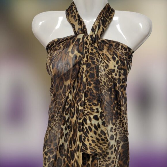 Animal Print Sarong Shawl Pareo Rectangular Beach Wrap - Picture 3 of 13